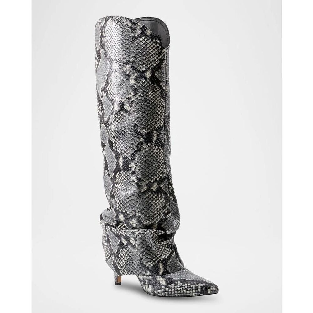 Marc Fisher LTD Nairine Slouchy Pointy Toe Snake Embossed Leather Knee High Dres